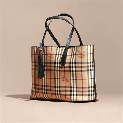 burberry black tote leather|burberry medium canvas check tote.